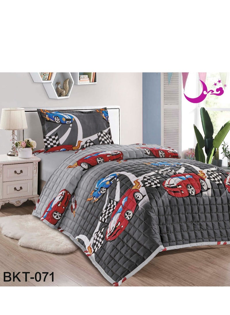 مون طقم لحاف أطفال مضغوط مكون من 3 قطع مايكروفايبر 210x160 سم  - Image 1