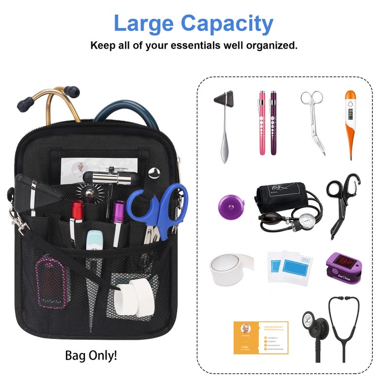 BOVKE Nurse Fanny Pack with Medical Gear Pockets, Tape Holder, Medical Bag Nurse Waist Pouch Organizer with Utility Storage for Stethoscopes, Bandage Scissors and Other Emergency Supplies, Black - Image 2