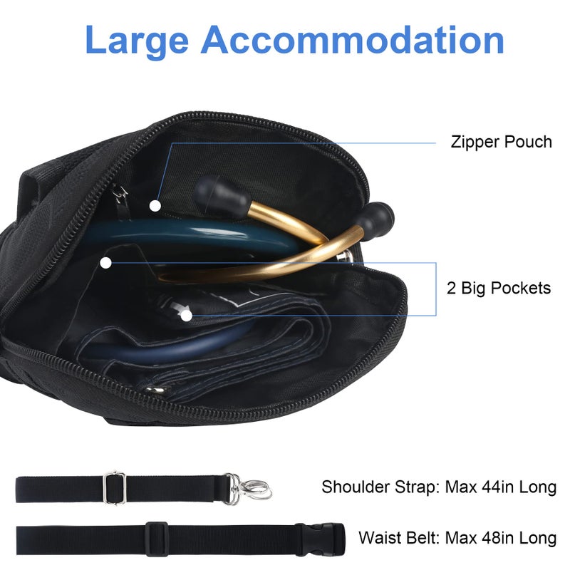 BOVKE Nurse Fanny Pack with Medical Gear Pockets, Tape Holder, Medical Bag Nurse Waist Pouch Organizer with Utility Storage for Stethoscopes, Bandage Scissors and Other Emergency Supplies, Black - Image 3