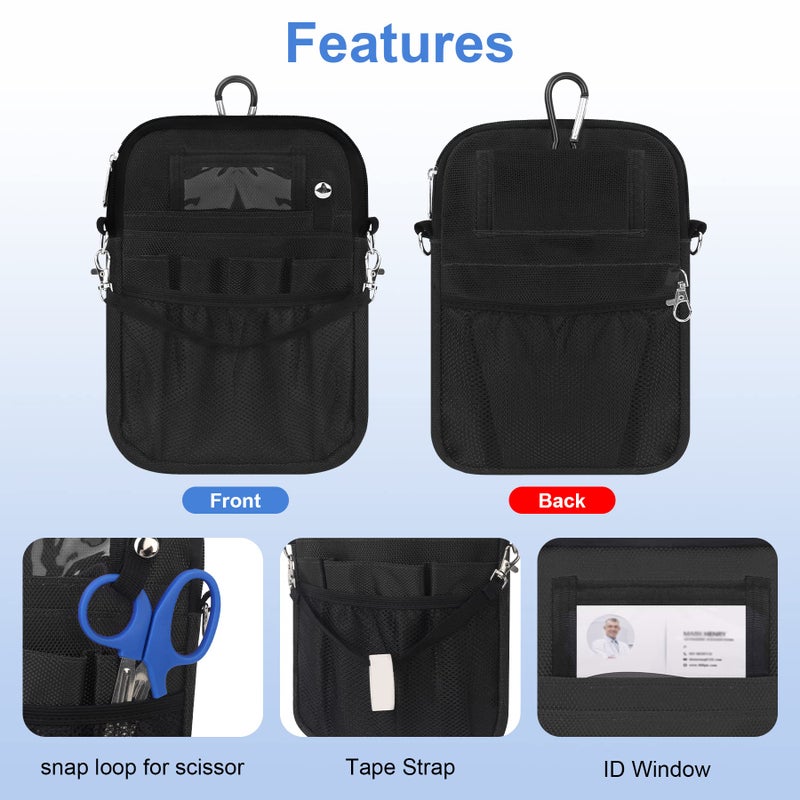 BOVKE Nurse Fanny Pack with Medical Gear Pockets, Tape Holder, Medical Bag Nurse Waist Pouch Organizer with Utility Storage for Stethoscopes, Bandage Scissors and Other Emergency Supplies, Black - Image 4