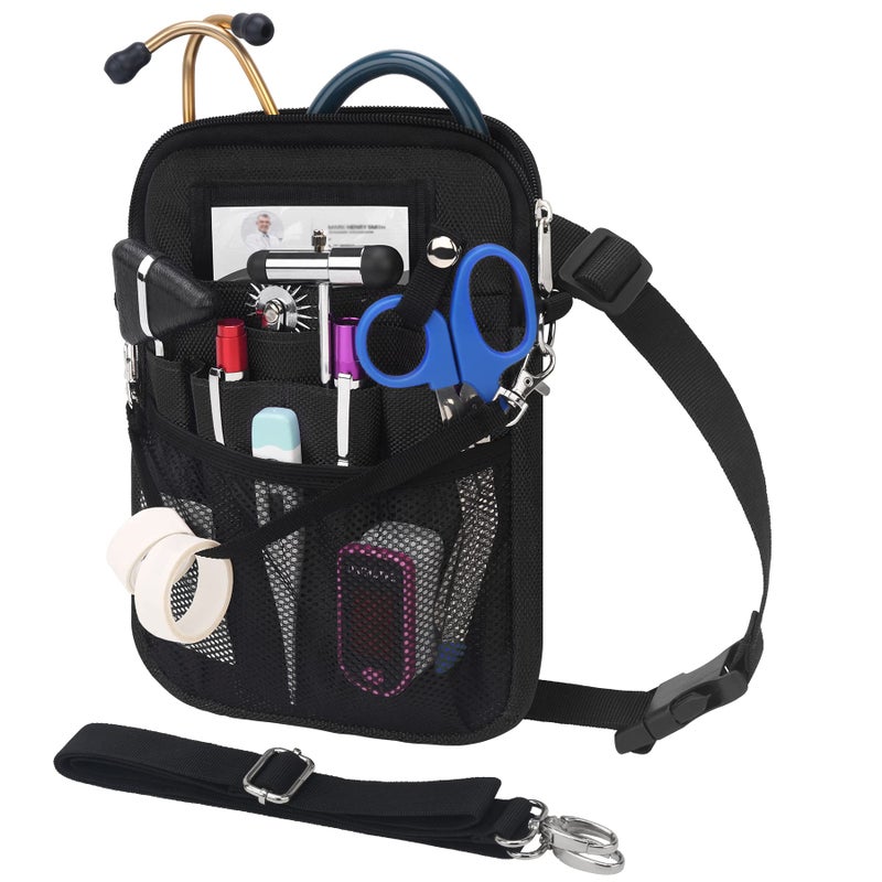 BOVKE Nurse Fanny Pack with Medical Gear Pockets, Tape Holder, Medical Bag Nurse Waist Pouch Organizer with Utility Storage for Stethoscopes, Bandage Scissors and Other Emergency Supplies, Black - Image 1