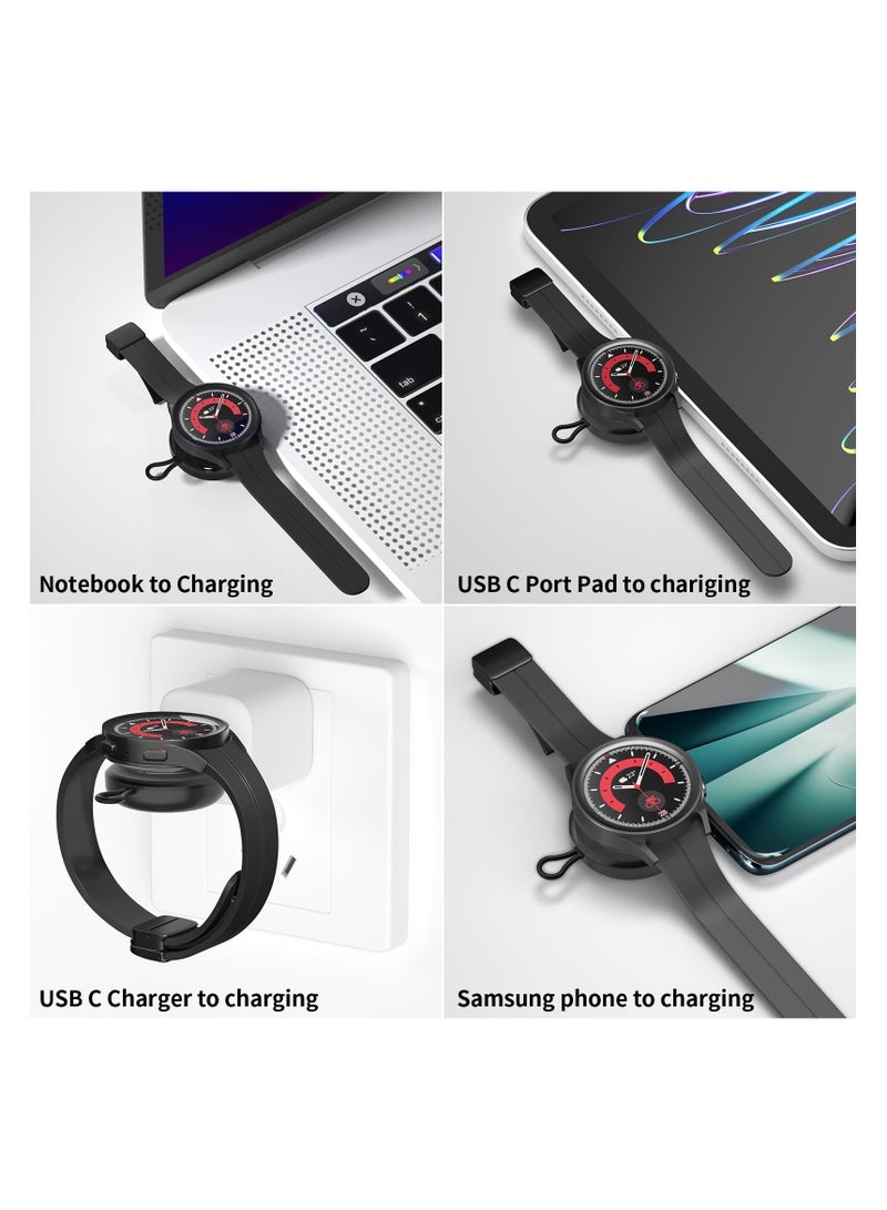 شاحن USB-C محمول لساعات سامسونج جالكسي، شحن لاسلكي مغناطيسي سريع لساعات جالكسي 6/6 كلاسيك/5/5 برو/4/4 كلاسيك/3/أكتيف 2، شاحن سفر مدمج - Image 5