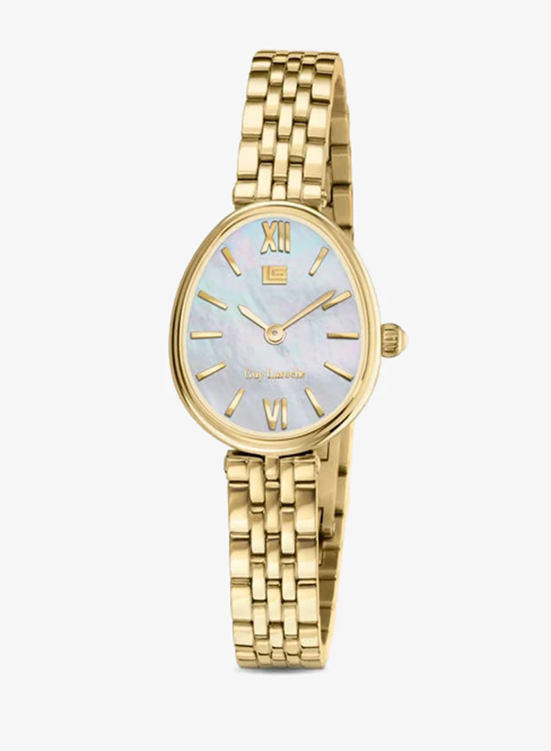 غاي لاروش Lauren Yellow Gold Plated Stainless Steel Bracelet Analog Watch for Women, 26mm