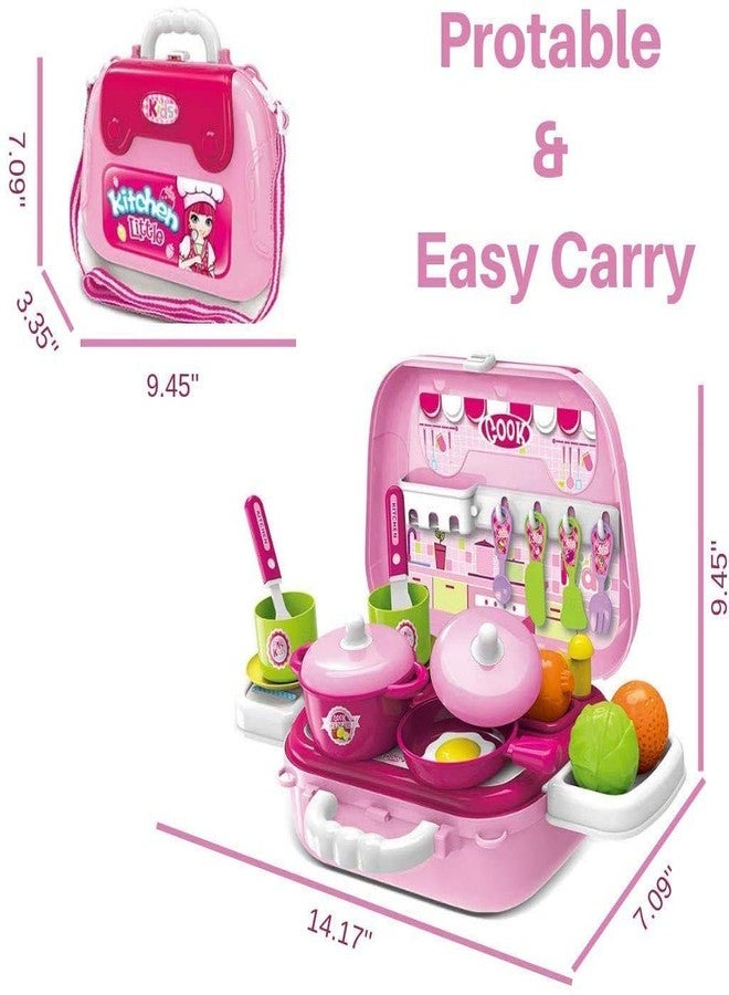SHIPEASE Portable Suitcase Shape Little Chef Kitchen Cooking Set Pretend Play Toys Dinnerware Play Set with Food Accessories for Kids Boys Girls (Multicolor) - Image 2