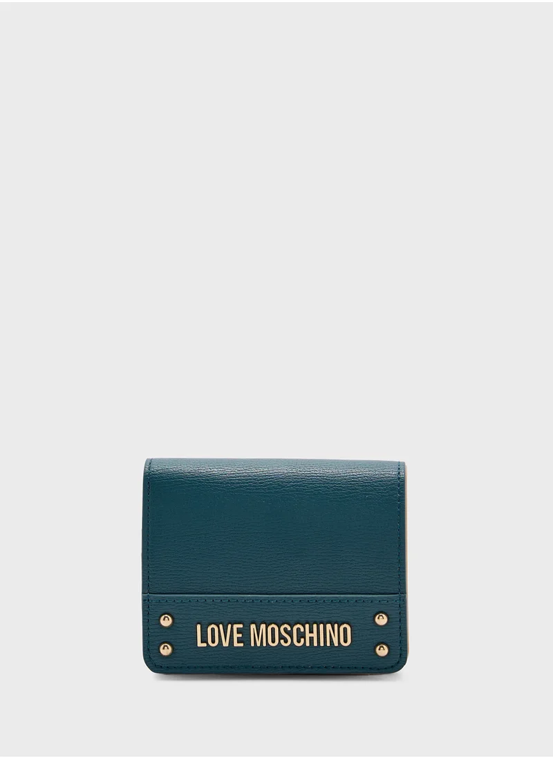 لوف موسكينو Logo Detailed Flap Over Wallet