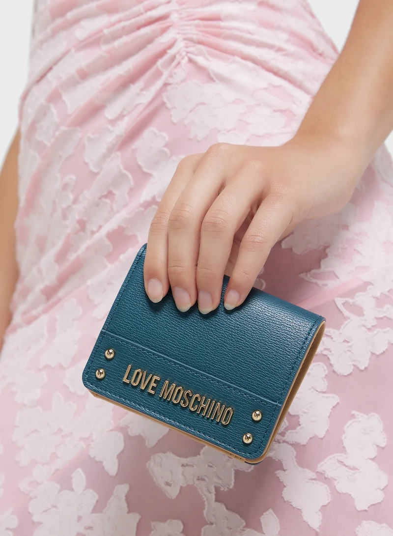Love Moschino Logo Detailed Flap Over Wallet