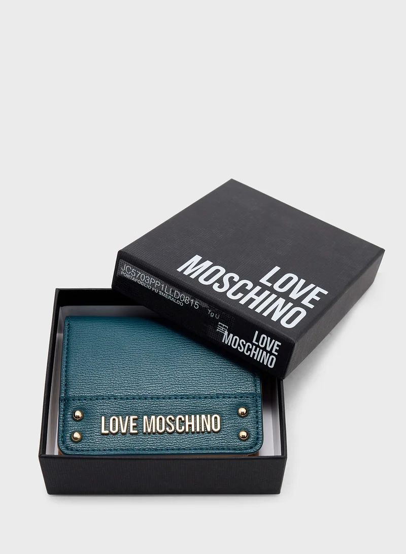 Love Moschino Logo Detailed Flap Over Wallet