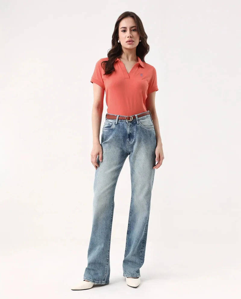 Rareism Women's Short Sleeve Plain Polo