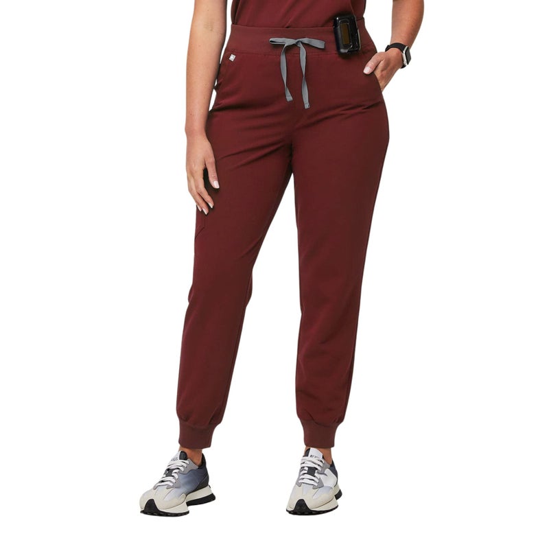 FIGS Zamora High Waisted Jogger Style Scrub Pants for Women Burgundy Regular XL