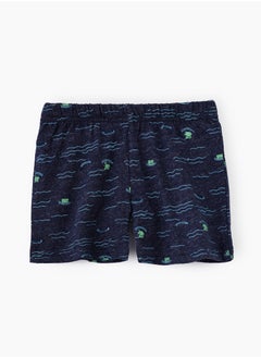 Boys' Navy Blue Sea Pattern Cotton Shorts