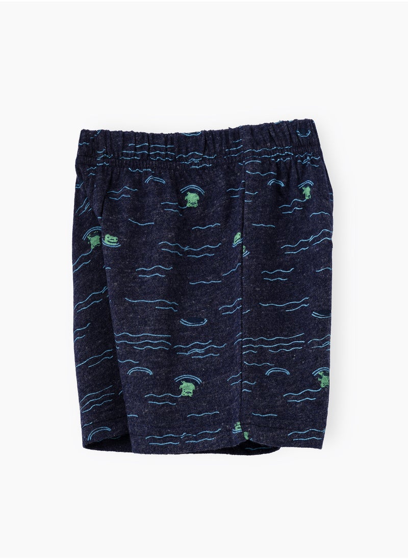 JAM Boys' Navy Blue Sea Pattern Cotton Shorts  - Image 3