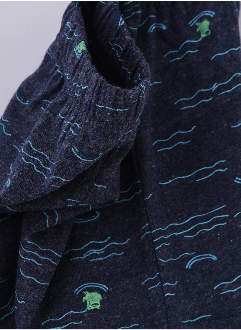 JAM Boys' Navy Blue Sea Pattern Cotton Shorts  - Image 4