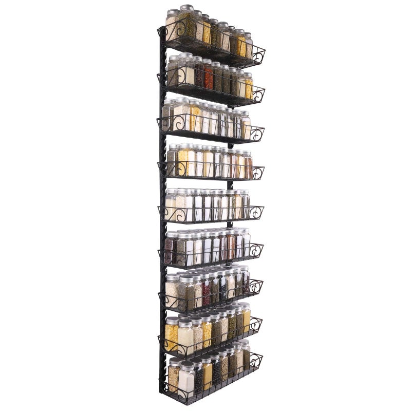 SWOMMOLY Adjustable Wall Mount Spice Rack, 9-Tier Dual-use (Multi-use) Organizer, Black - Image 5