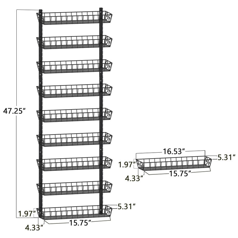 SWOMMOLY Adjustable Wall Mount Spice Rack, 9-Tier Dual-use (Multi-use) Organizer, Black - Image 3