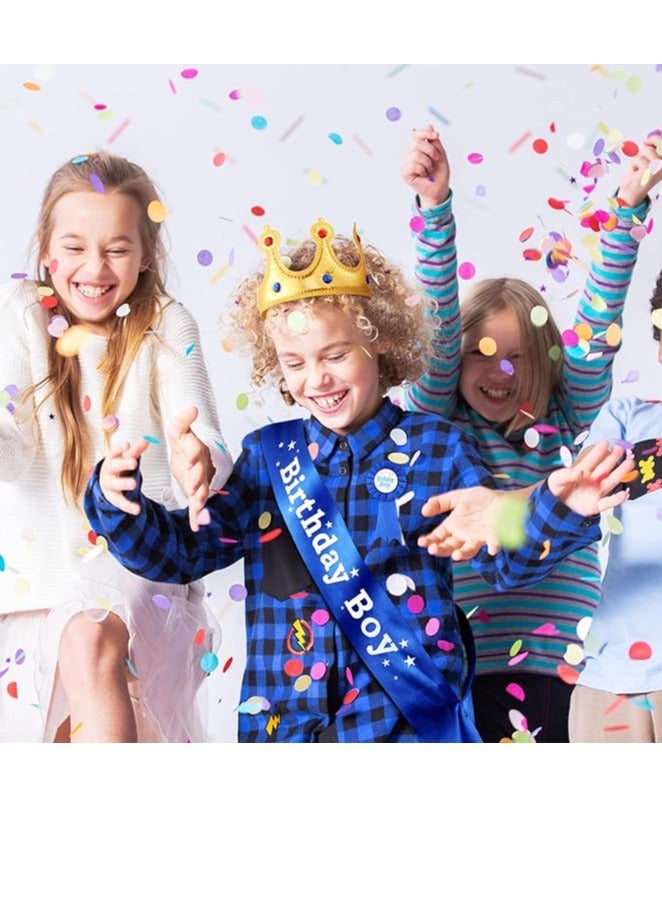 general Birthday King Crown, Birthday Boy Sash and Button Pins Happy Birthday Banner Birthday Boy Party Accessory Set for Boys Birthday Dress-Up Birthday Party Decoration, 4Pcs - Image 4