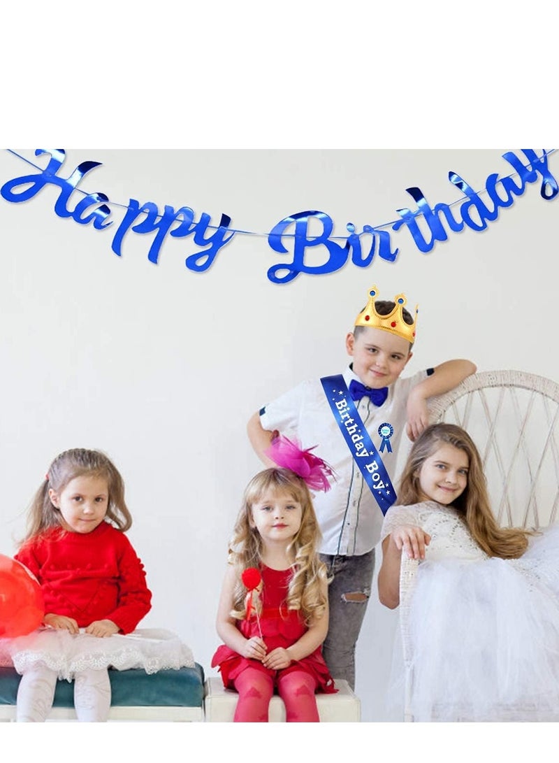 general Birthday King Crown, Birthday Boy Sash and Button Pins Happy Birthday Banner Birthday Boy Party Accessory Set for Boys Birthday Dress-Up Birthday Party Decoration, 4Pcs - Image 3