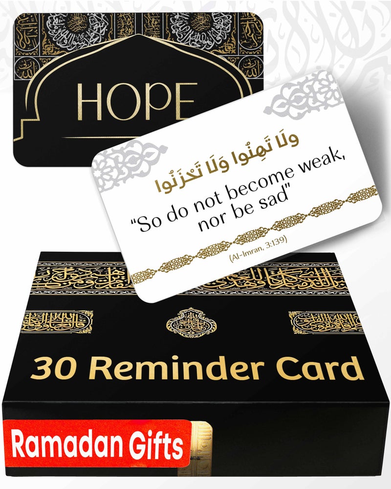 OLEEK eid gifts islamic quranic verses cards (30 Daily Reminders) - islamics gift for women - muslim gifts for men - eid decorations for home 2026 - ramadan dua cards - eids gift islamics decor - Image 1