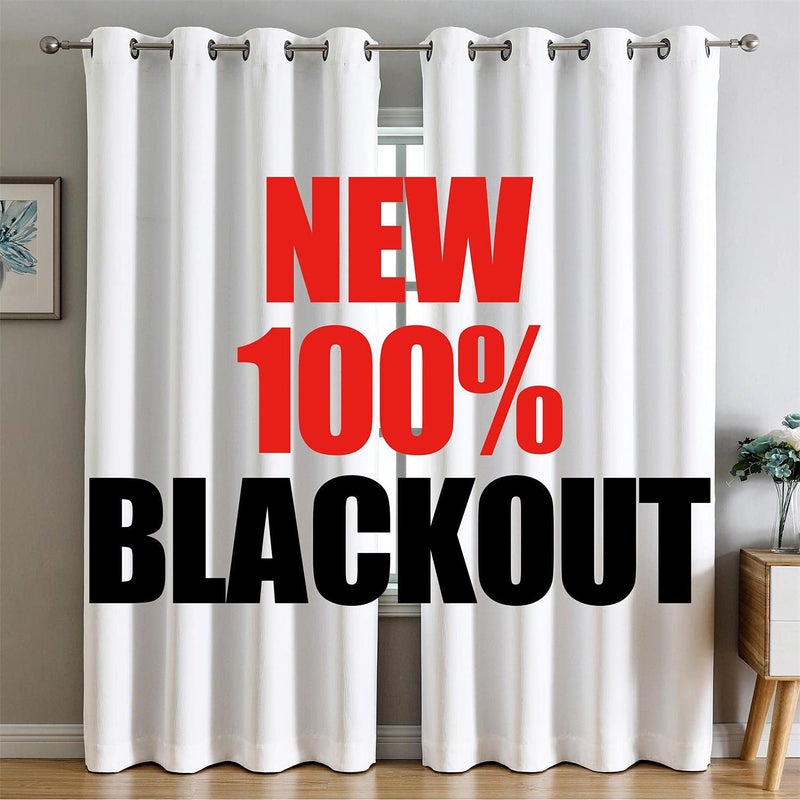 G2000 100 Blackout Curtains for Bedroom Living Room 84 Inches Long White Room Darkening Window Grommet Thermal Lined Insulated Light Blocking Noise Reducing 2 Panels Set