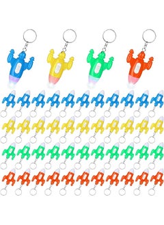 promass Flashlight Keychain, 48 Pcs Rocket LED Flashlight Colorful LED Flashlight Small Flashlights for Kids Mini LED Flashlight Keychain, Airplane Key Ring Astronaut Party Favors (Airplane)