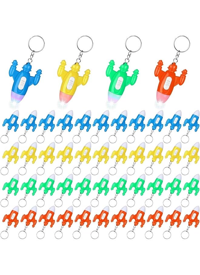 PROMASS - promass Flashlight Keychain, 48 Pcs Rocket LED Flashlight Colorful LED Flashlight Small Flashlights for Kids Mini LED Flashlight Keychain, Airplane Key Ring Astronaut Party Favors (Airplane) - Image 1