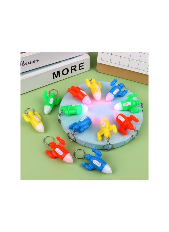 PROMASS - promass Flashlight Keychain, 48 Pcs Rocket LED Flashlight Colorful LED Flashlight Small Flashlights for Kids Mini LED Flashlight Keychain, Airplane Key Ring Astronaut Party Favors (Airplane) - Image 1
