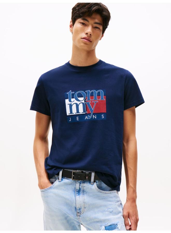 تومي جينز تيشيرت ضيق برسومات علم - Image 1