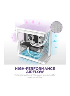 NZXT NZXT H6 Flow Compact Dual-Chamber Mid-Tower Airflow Case - White | CC-H61FW-01  - Image 5