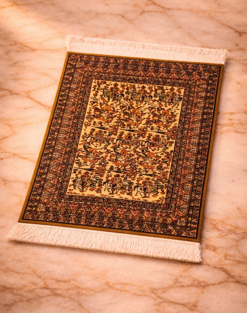 تحفة لوكس تحفة لوكس ديار كلاسيك كوستر رَج كبير – كوستر مكتب وطاولة مستوحى من الطابع العربي، قابل للغسل ومتين، 23 × 18 سم