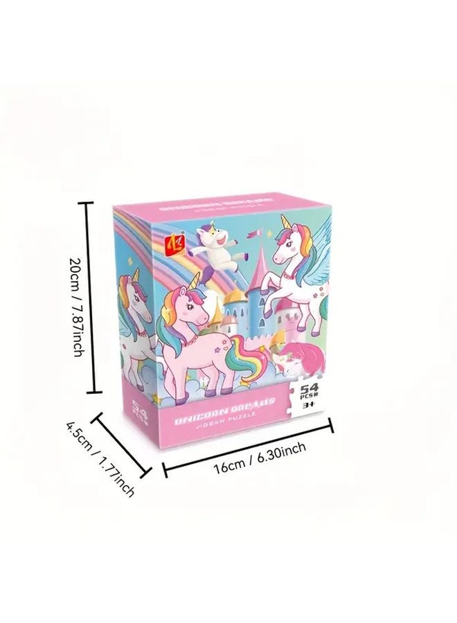لغز الفانتازيا يونيكورن - ٥٤ قطعة كبيرة - لعبة تعليمية للفتيات من عمر ٣ سنوات فما فوق - Image 1