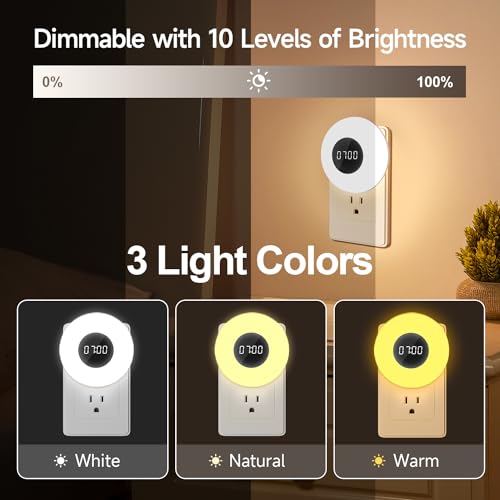 One Fire Kids Night Light Plug in with Clock, Dimmable+3 Light Colors+Remote Nightlight+Timing Light, 90 Lumen Toilet Lights Timer, Plug in Night Lights for Wall Socket, Night Lights Plug into Wall Kids - Image 4