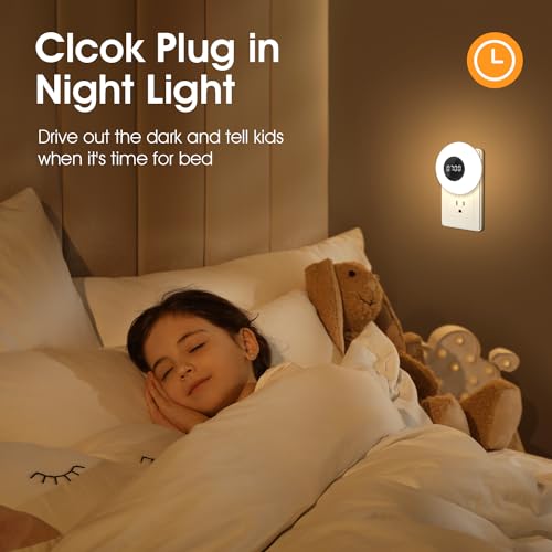 One Fire Kids Night Light Plug in with Clock, Dimmable+3 Light Colors+Remote Nightlight+Timing Light, 90 Lumen Toilet Lights Timer, Plug in Night Lights for Wall Socket, Night Lights Plug into Wall Kids - Image 2