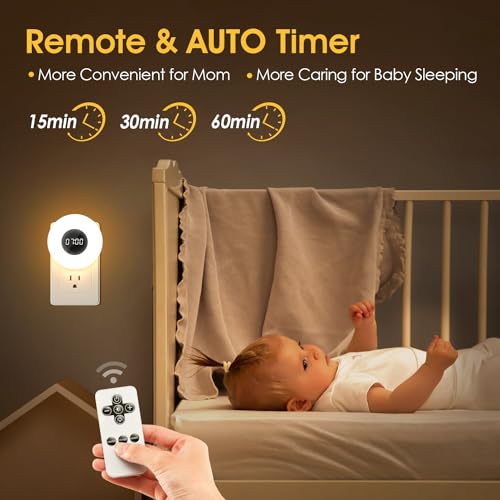 One Fire Kids Night Light Plug in with Clock, Dimmable+3 Light Colors+Remote Nightlight+Timing Light, 90 Lumen Toilet Lights Timer, Plug in Night Lights for Wall Socket, Night Lights Plug into Wall Kids - Image 5