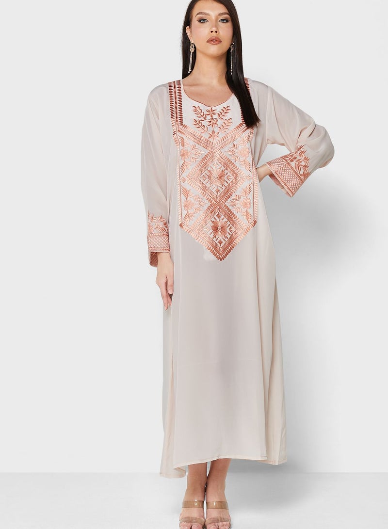 Khizana Embroidered Detail Jalabiya - Image 1