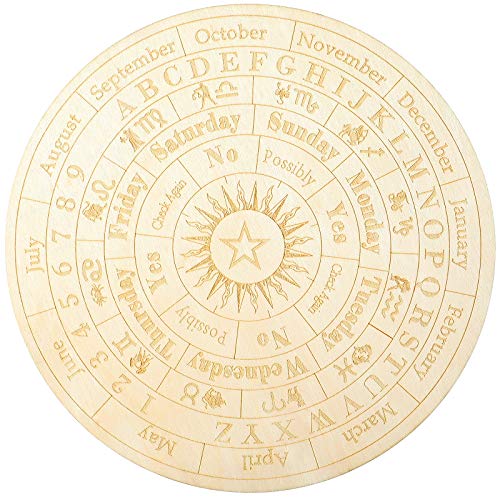 Jetec Star Pendulum Board Wooden Dowsing Board Divination Metaphysical Message Board for Witchcraft Wiccan Altar Supplies Kit Beginner Witchcraft Supply Round Shape 98 Inch - Image 1