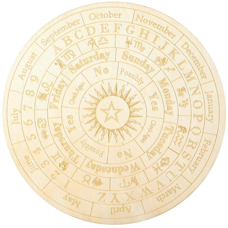 Jetec Star Pendulum Board Wooden Dowsing Board Divination Metaphysical Message Board for Witchcraft Wiccan Altar Supplies Kit Beginner Witchcraft Supply Round Shape 98 Inch - Image 2