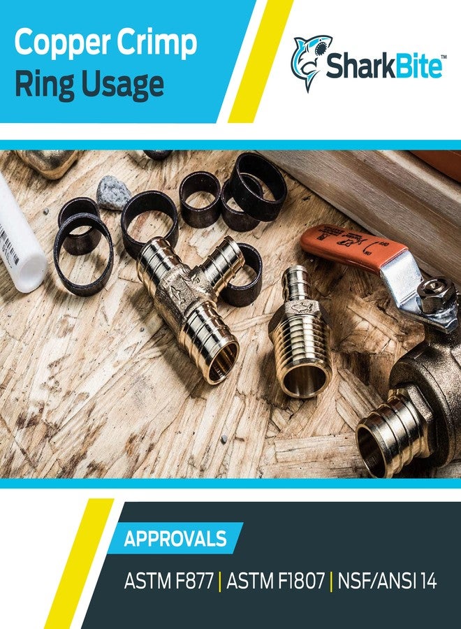 SharkBite 3/8 Inch Copper Crimp Rings, Pack of 100, PEX Pipe, PE-RT, 23101CP100 - Image 5
