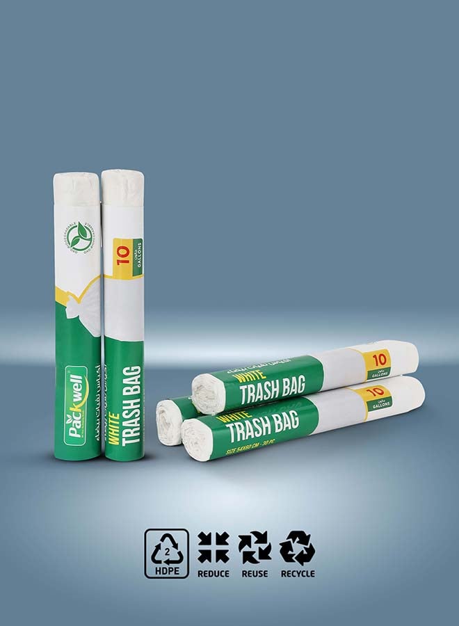 packwell أكياس قمامة باكويل البيضاء 54x60 سم 5 لفات 30 قطعة في كل لفة - Image 3