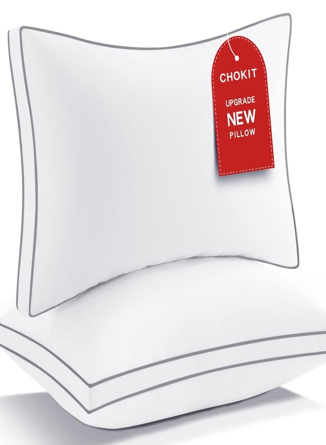 CHOKIT Premium Pillows Standard Size Set of 2, Fluffy and Supportive 7D Down Alternative Bed Pillow, Luxury Soft Hotel Quality Gusseted Pillow for Side Back Stomach Sleeper,Relief Neck Head and Shoulder Pain - Image 1