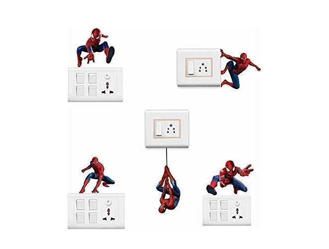 Techgifti ملصق حائط سبايدرمان ™، ملصق لغرفة الأطفال، فن الحائط، ملصق ثلاجة مجموعة من 5 - Image 2