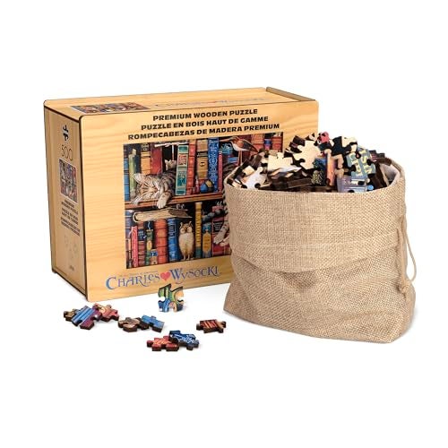 Buffalo Games 500 Piece Wooden Jigsaw Puzzle Charles Wysocki Frederick The Literate Unique Shaped Pieces Giftable Wooden Box Fabric Bag Full Size Poster Ages 14 - Image 1