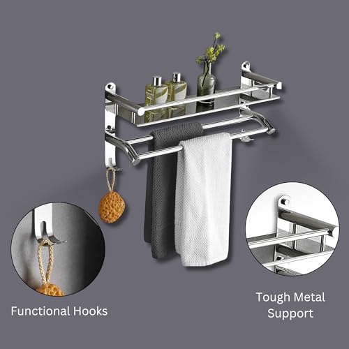 Welson Single Layer Stainless Steel Towel Rack for Bathroom Organization and Style - Wall Mount Bathroom Shelf Organizer with Space-Saving, Durable, Easy Installation (15Inch, Chrome Finish) - Image 4