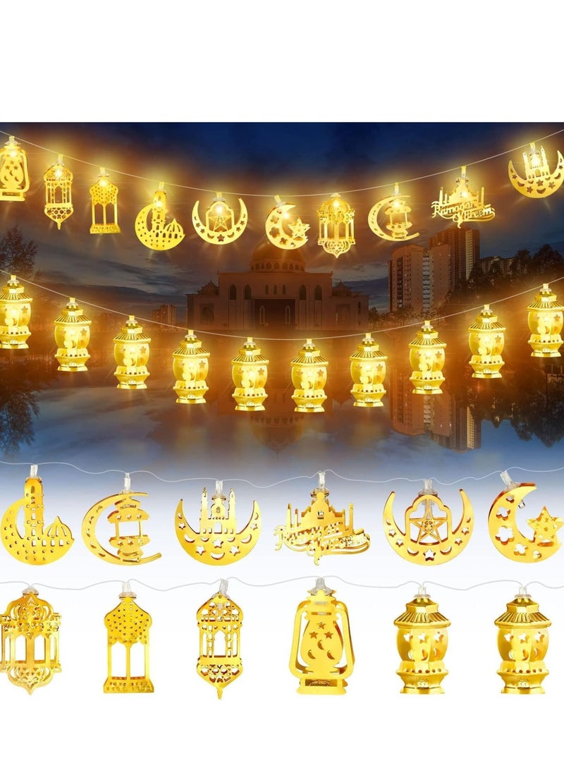 Yoawllty Ramadan Lights, Ramadan Decorations, 2Pcs 6.56Ft LED Lantern Lights with Battery Case Indoor Twinkle Decorations for Home Bedroom - Image 4