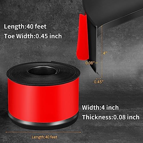 Heonay Flexible Baseboard Molding Trim 4 Inch Self-Adhesive Vinyl Wall Base Peel and Stick Cove Base Rubber Wall Baseboard Moulding Trim (40Ft, Black) - Image 2
