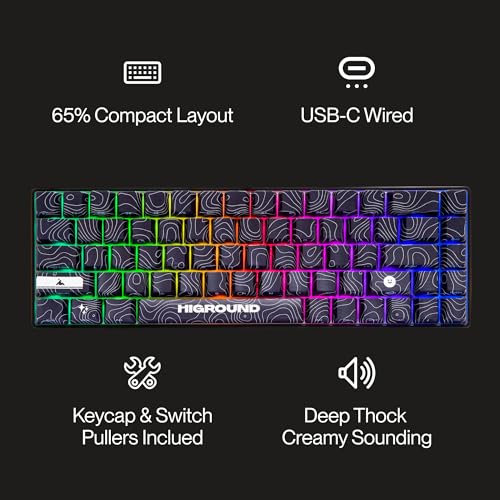 Higround Basecamp 65% Mechanical USB Wired Gaming Keyboards, Programable RGB, Transparent/Translucent, Hot-Swappable, Deep Thock Creamy Sounding PC Keyboard (BLACKICE - White Flame Switch) - Image 4