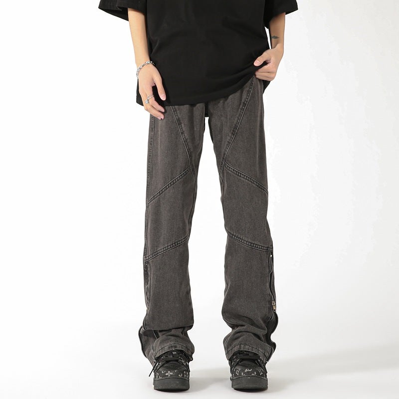 Hong Kong Style Fashion Brand Straight Jeans High Street Loose Straight Retro Pants 2024 Design Sense Niche - Image 4