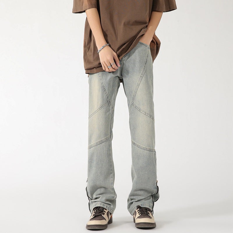 Hong Kong Style Fashion Brand Straight Jeans High Street Loose Straight Retro Pants 2024 Design Sense Niche - Image 3