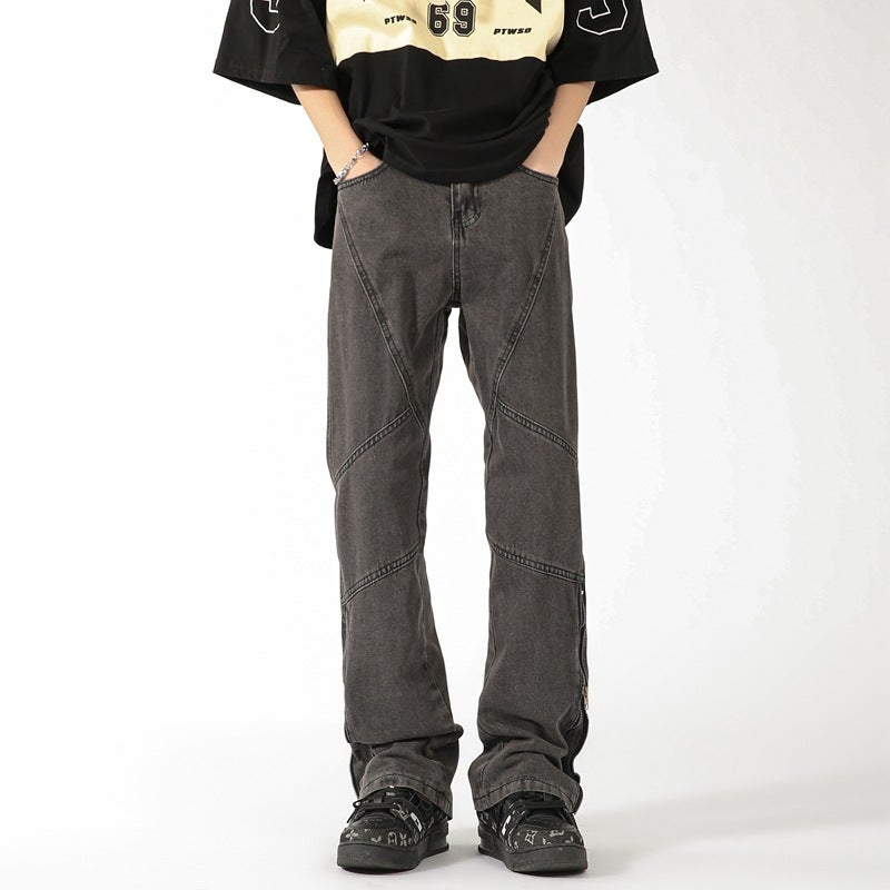 Hong Kong Style Fashion Brand Straight Jeans High Street Loose Straight Retro Pants 2024 Design Sense Niche - Image 5