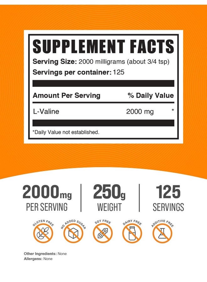 BulkSupplements مسحوق L-فالين من BulkSupplements.com - مكمل فالين، مكمل BCAA، مسحوق حمض أميني - بدون نكهة وخالي من الغلوتين، 2 جرام لكل حصة، 250 جرام (8.8 أونصة) (عبوة من 1) - Image 2