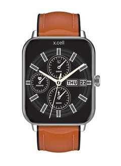 Xcell Xcell G8 Talk Pro Smart watch, Heart Rate/Blood Pressure/Oxygen Level Monitoring, Receive & Make Calls,Water Resistance: IP67, 1 Week Battery Life, Compatibility: IOS/Android-Brown Leather  - Image 1