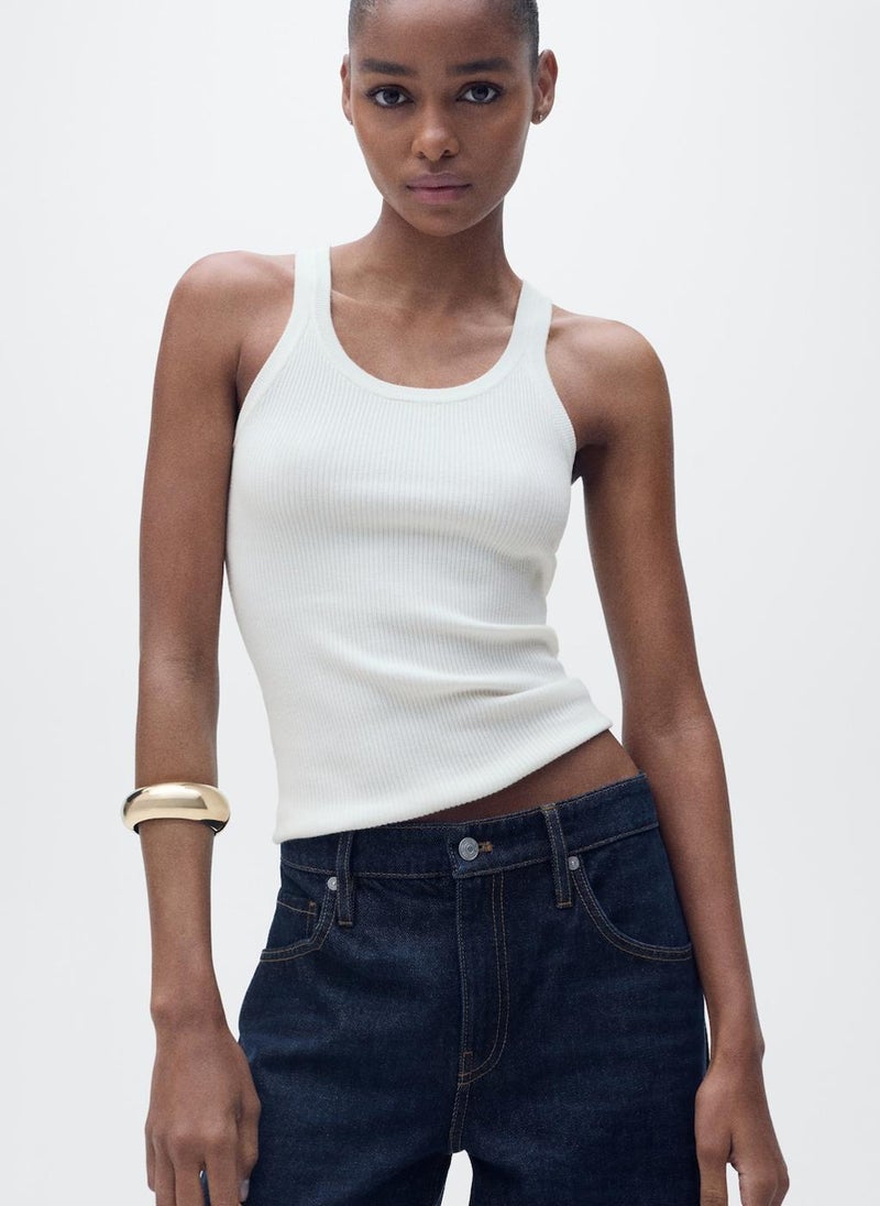 MANGO - Casual Ribbed Knit Top - Image 1